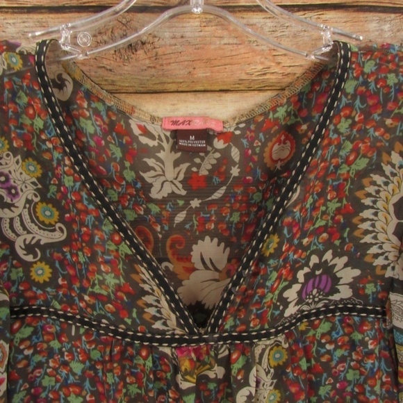 MAXRAVE Floral V-Neck Boho Dress M - Picture 9 of 16